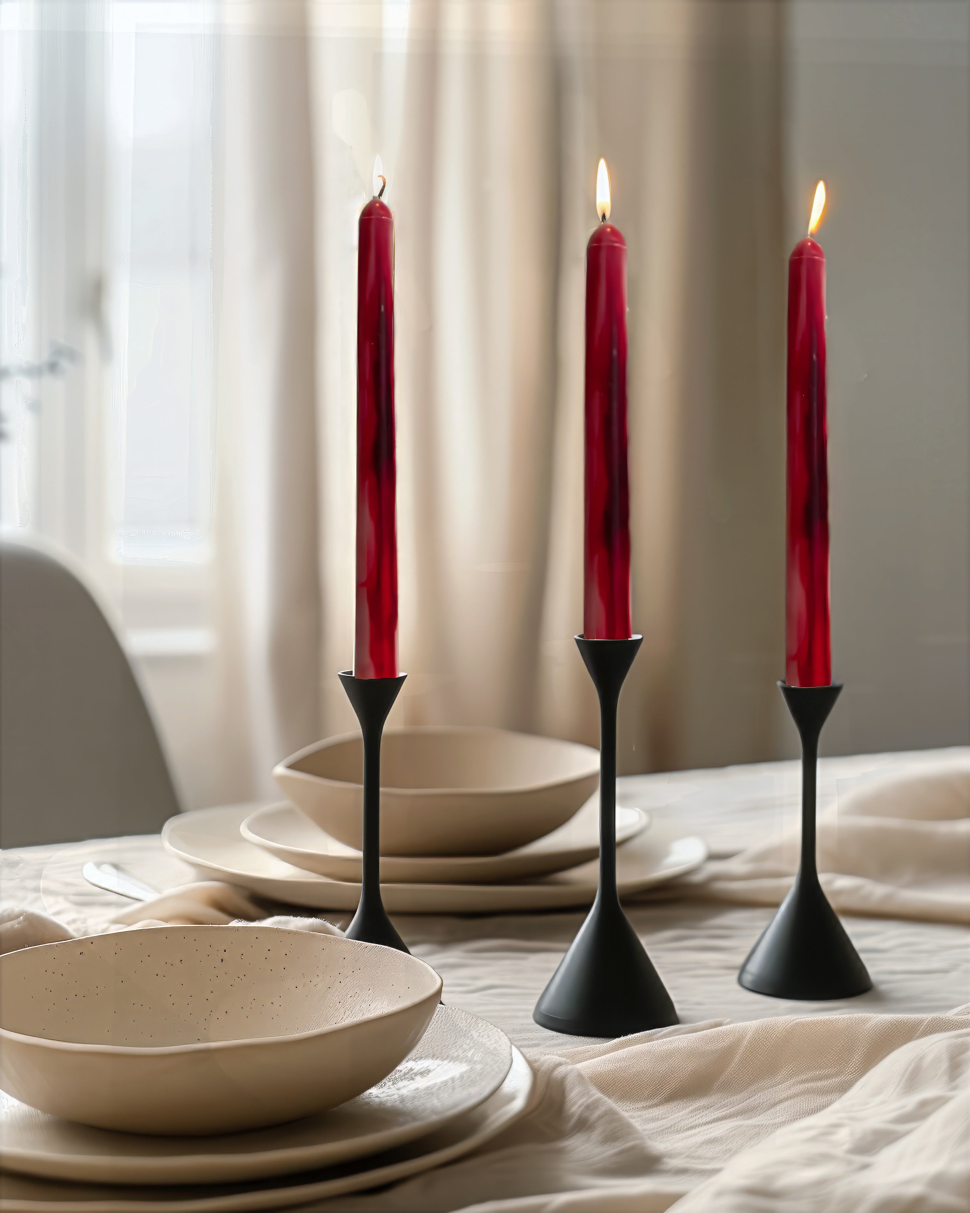 Świeca Sojowa Kolumnowa - Czerwona efekt marmurkowy - 3 x 60g