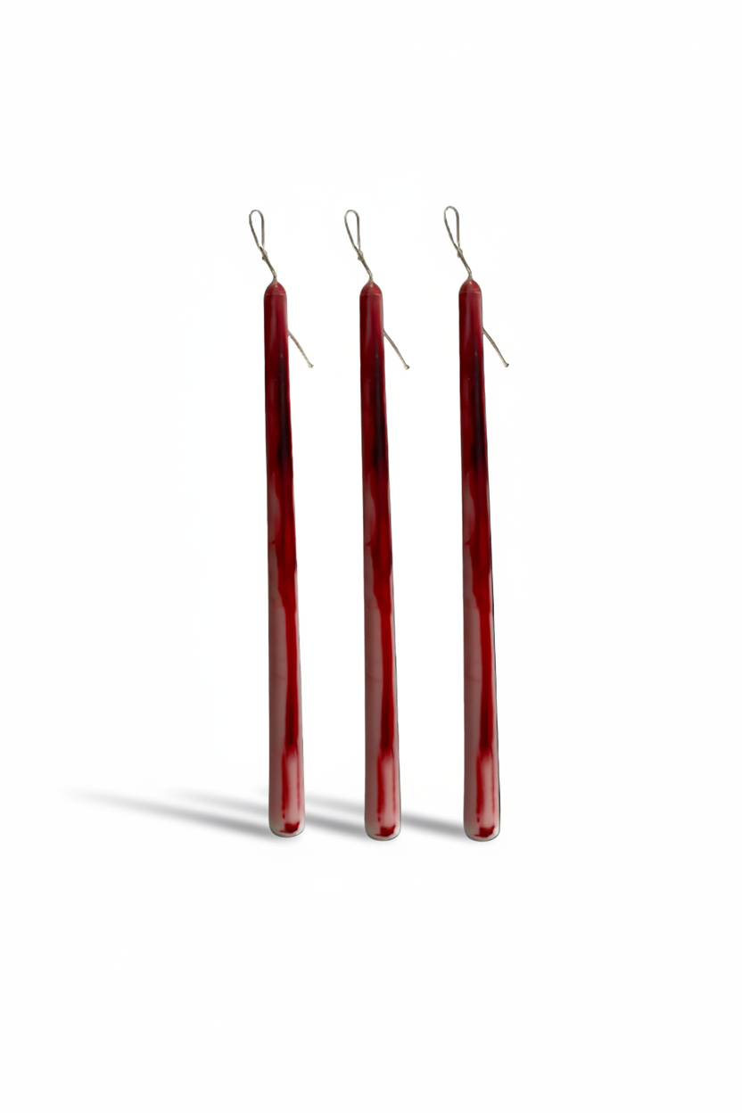 Świeca Sojowa Kolumnowa - Czerwona efekt marmurkowy - 3 x 60g