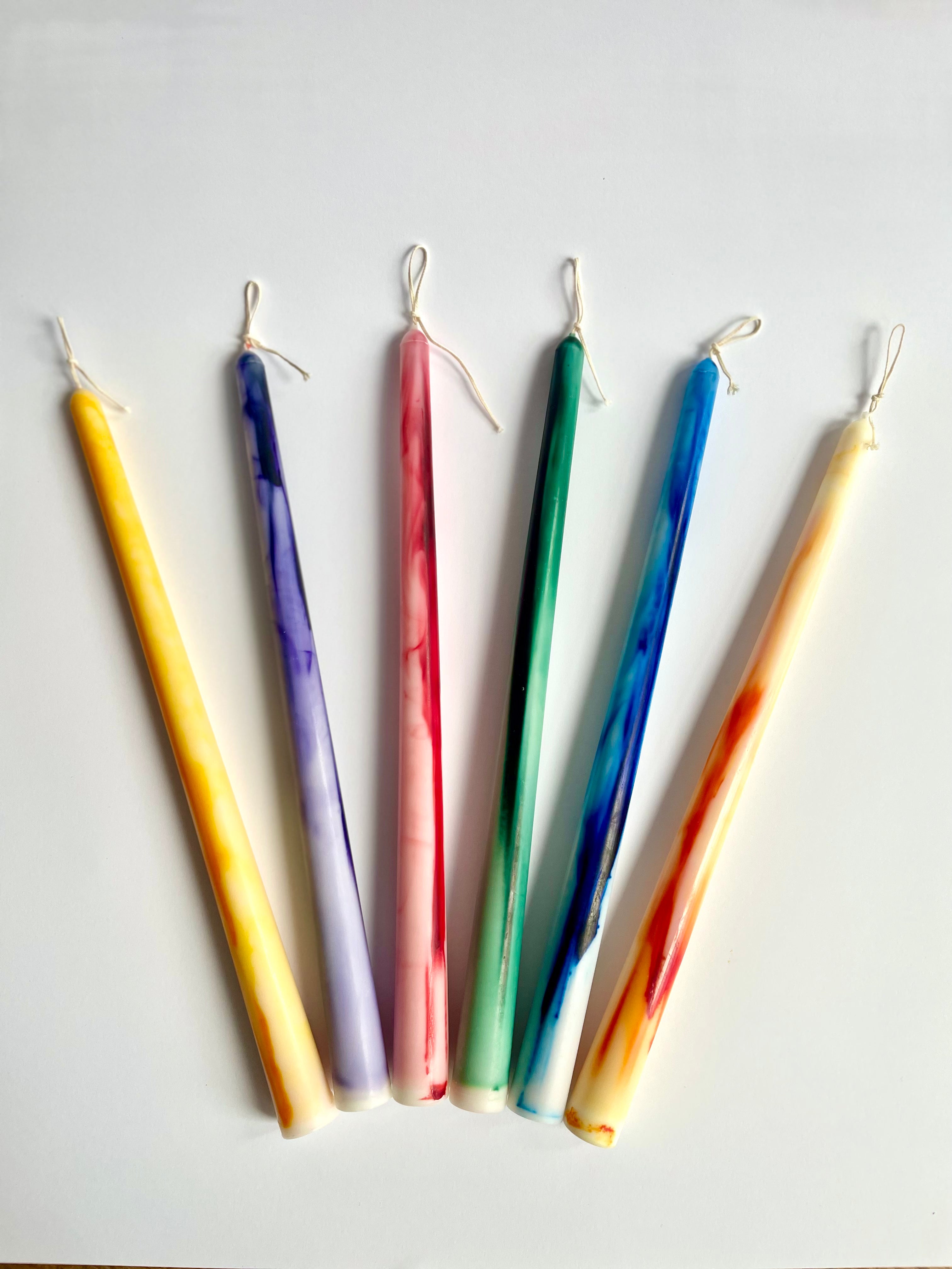 Marble effect Tapper Candle - 3 x 65gr