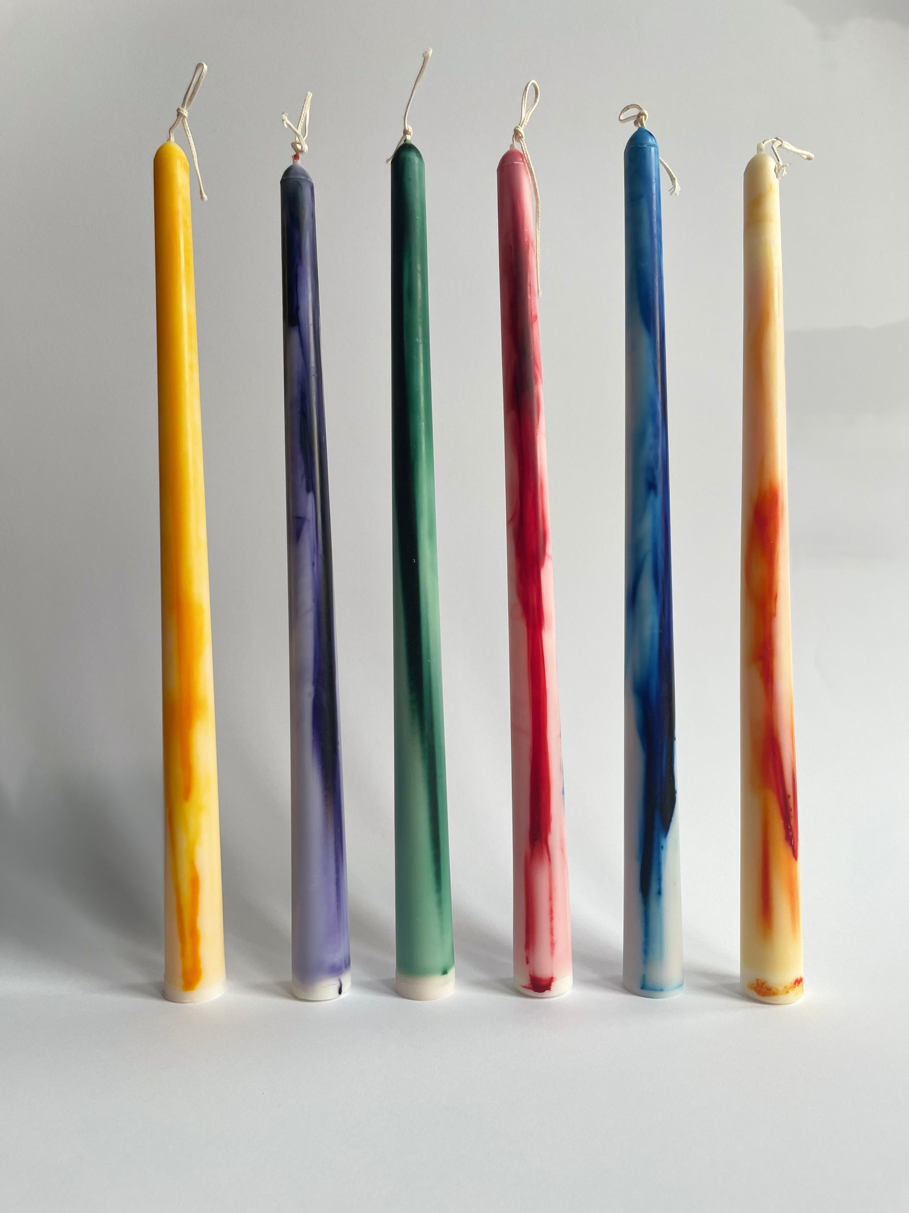 Marble effect Tapper Candle - 3 x 65gr