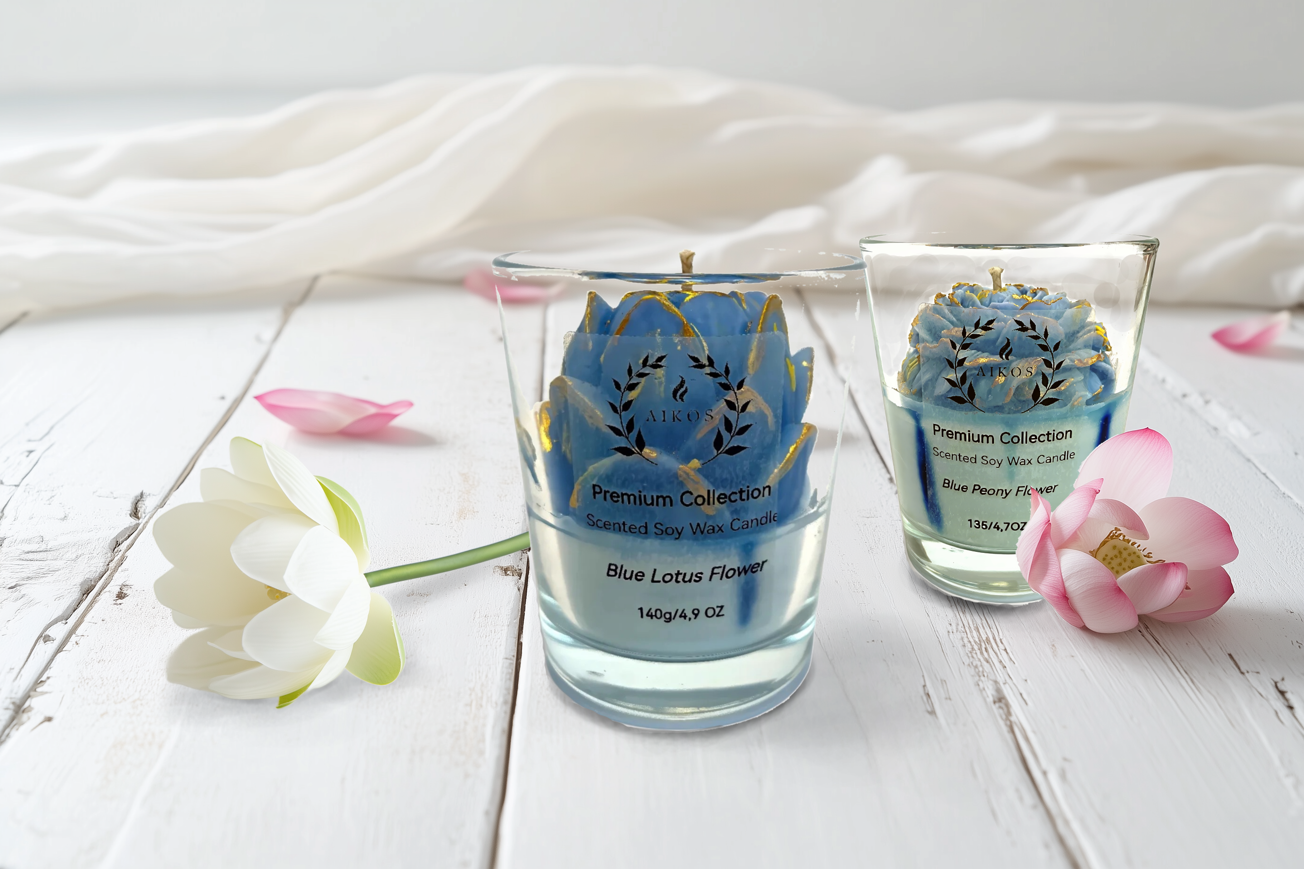 Świeca  Sojowa - Niebieski Kwiat lotosu