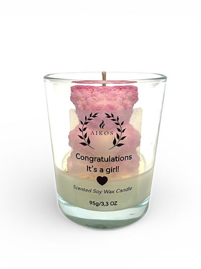 Świeca zapachowa z wosku sojowego - Gratulacje, to dziewczynka!