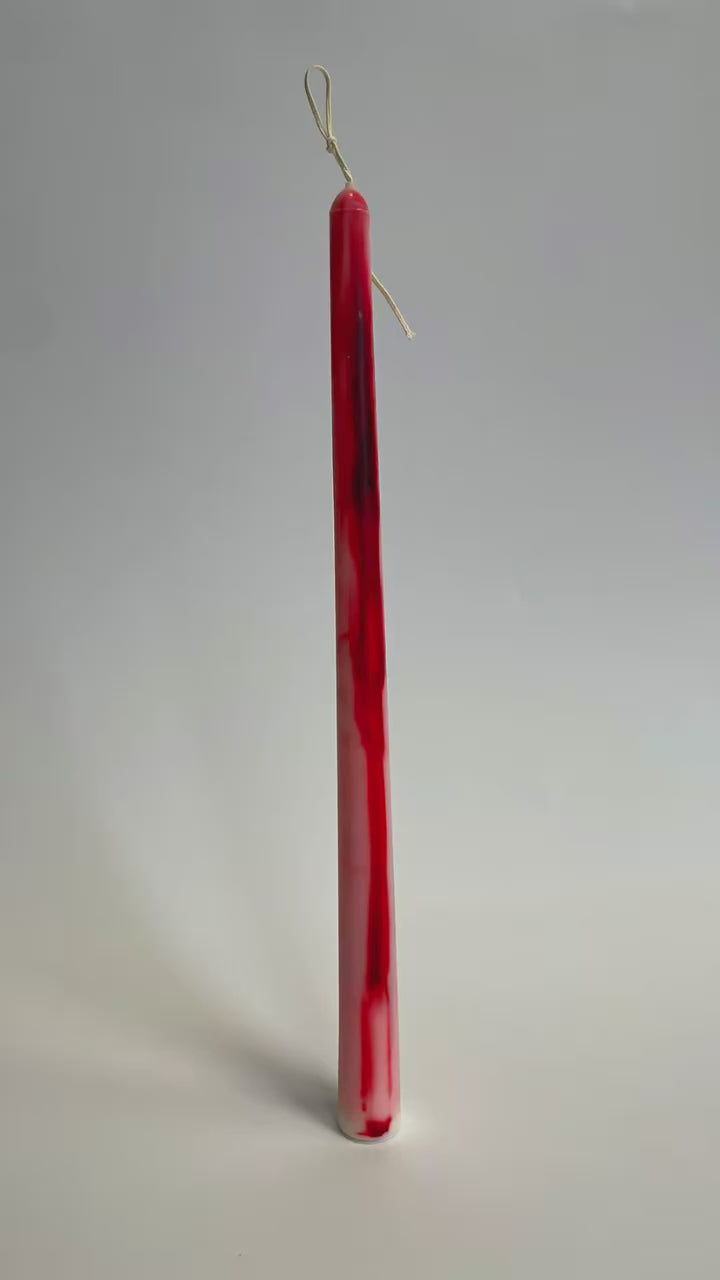 Świeca Sojowa Kolumnowa - Czerwona efekt marmurkowy - 3 x 60g